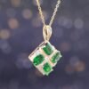 頂級沙弗萊 × 真鑽交叉設計項鍊 - Top-Grade Tsavorite × Diamond Cross-Design Necklace