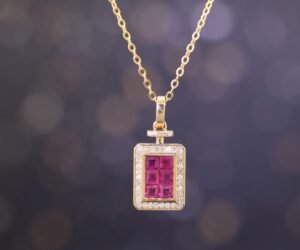 緬甸紅寶石・香水瓶設計｜18K金真鑽萬能扣項鍊 - Burmese Ruby Perfume Bottle Design | 18K Gold Diamond Clasp Necklace