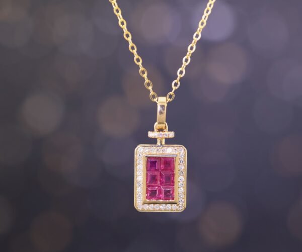 緬甸紅寶石・香水瓶設計｜18K金真鑽萬能扣項鍊 - Burmese Ruby Perfume Bottle Design | 18K Gold Diamond Clasp Necklace