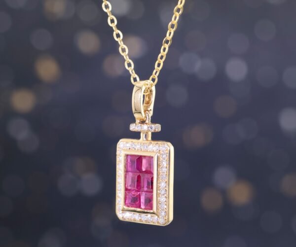緬甸紅寶石・香水瓶設計｜18K金真鑽萬能扣項鍊 - Burmese Ruby Perfume Bottle Design | 18K Gold Diamond Clasp Necklace