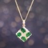 頂級沙弗萊 × 真鑽交叉設計項鍊 - Top-Grade Tsavorite × Diamond Cross-Design Necklace