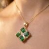 頂級沙弗萊 × 真鑽交叉設計項鍊 - Top-Grade Tsavorite × Diamond Cross-Design Necklace