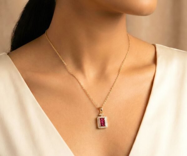 緬甸紅寶石・香水瓶設計｜18K金真鑽萬能扣項鍊 - Burmese Ruby Perfume Bottle Design | 18K Gold Diamond Clasp Necklace