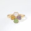 Hetian Jade Heart-Shaped Lucky Clover 18K Gold Ring - 和田玉愛心幸運草 18K 金戒指