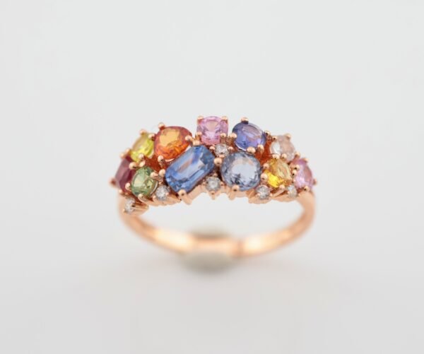 Color Sapphire Blue 18K Gold Band Ring - 彩藍寶 18K 金排戒