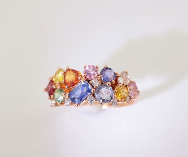 Color Sapphire Blue 18K Gold Band Ring - 彩藍寶 18K 金排戒
