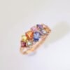 Color Sapphire Blue 18K Gold Band Ring - 彩藍寶 18K 金排戒