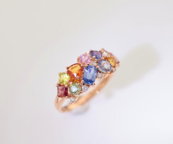 Color Sapphire Blue 18K Gold Band Ring - 彩藍寶 18K 金排戒