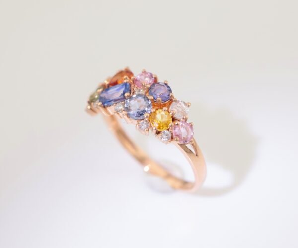 Color Sapphire Blue 18K Gold Band Ring - 彩藍寶 18K 金排戒