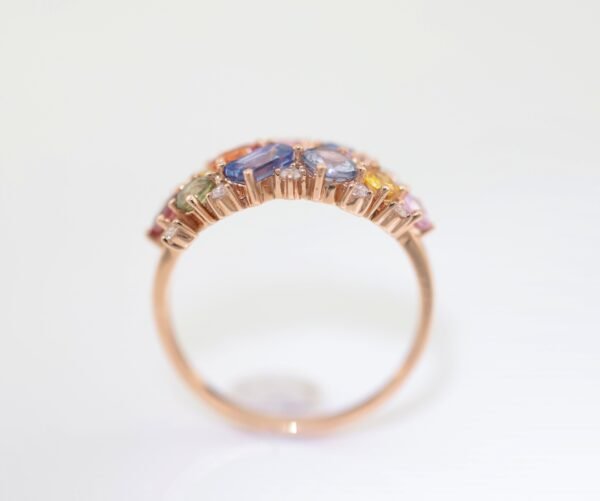 Color Sapphire Blue 18K Gold Band Ring - 彩藍寶 18K 金排戒