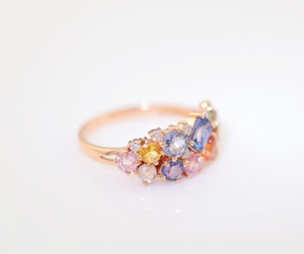 Color Sapphire Blue 18K Gold Band Ring - 彩藍寶 18K 金排戒