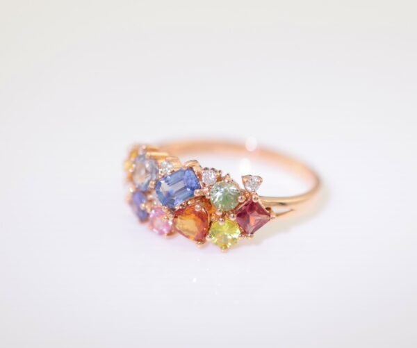 Color Sapphire Blue 18K Gold Band Ring - 彩藍寶 18K 金排戒