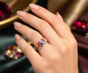 fotoringcailambao (1) Color Sapphire Blue 18K Gold Band Ring - 彩藍寶 18K 金排戒