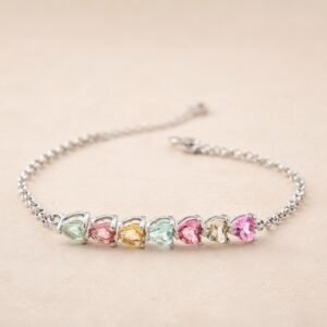 Macaron Heart Tourmaline Bracelet｜馬卡龍甜心 925純銀彩色碧璽愛心手鍊