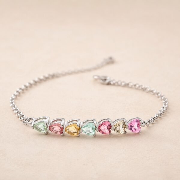 Macaron Heart Tourmaline Bracelet｜馬卡龍甜心 925純銀彩色碧璽愛心手鍊