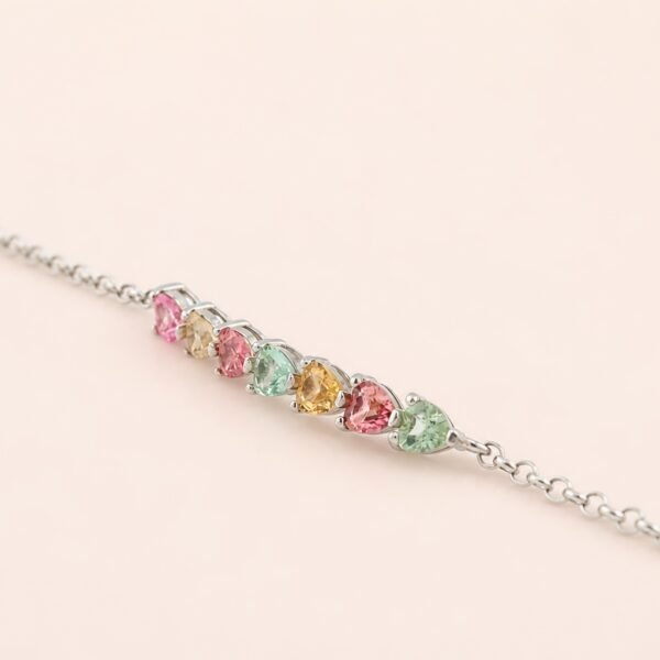 Macaron Heart Tourmaline Bracelet｜馬卡龍甜心 925純銀彩色碧璽愛心手鍊