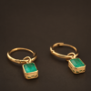 earring18kemerald4 Colombian Emerald Drop Huggies|18K黃金哥倫比亞祖母綠垂墜耳環