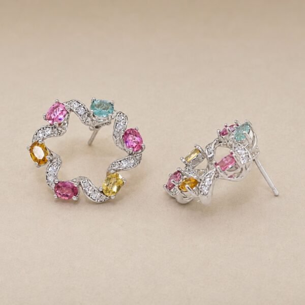 Tourmaline Garland Earrings｜彩碧花環 925純銀彩色碧璽鋯石耳環