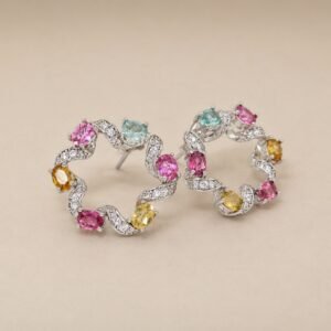 Tourmaline Garland Earrings｜彩碧花環 925純銀彩色碧璽鋯石耳環