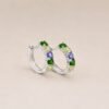 earringerkouduobaoshi2 Verdant Spectrum Huggie Earrings|翠彩光譜 925純銀沙弗萊・橄欖石・坦桑石耳扣耳環