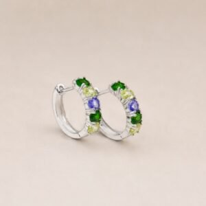 Verdant Spectrum Huggie Earrings｜翠彩光譜 925純銀沙弗萊・橄欖石・坦桑石耳扣耳環