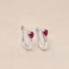 Ruby Drop Huggie Earrings｜緋紅水滴 925純銀紅寶石耳扣耳環