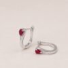 Ruby Drop Huggie Earrings｜緋紅水滴 925純銀紅寶石耳扣耳環