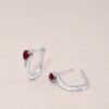 Ruby Drop Huggie Earrings｜緋紅水滴 925純銀紅寶石耳扣耳環