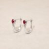 Ruby Drop Huggie Earrings｜緋紅水滴 925純銀紅寶石耳扣耳環