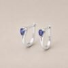 Sapphire Drop Huggie Earrings｜藍寶水滴 925純銀藍寶石耳扣耳環