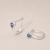 Sapphire Drop Huggie Earrings｜藍寶水滴 925純銀藍寶石耳扣耳環
