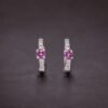 Rosy Glow Huggie Earrings｜玫彩微光 925純銀玫紅碧璽鋯石耳扣耳環