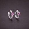 Rosy Glow Huggie Earrings｜玫彩微光 925純銀玫紅碧璽鋯石耳扣耳環