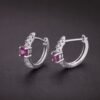 Rosy Glow Huggie Earrings｜玫彩微光 925純銀玫紅碧璽鋯石耳扣耳環