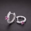 Rosy Glow Huggie Earrings｜玫彩微光 925純銀玫紅碧璽鋯石耳扣耳環