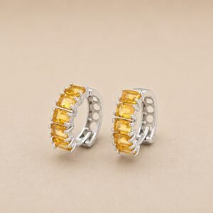 Golden Glow Huggie Earrings｜金耀微光 925純銀黃水晶耳扣耳環