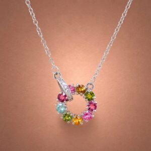 necklacebixicircle1 Tourmaline Color Wreath Necklace|彩碧花環 925純銀彩色碧璽鋯石項鍊