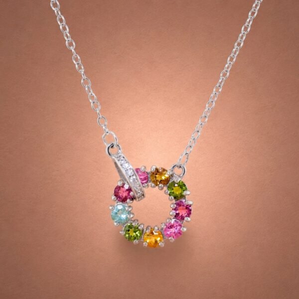 necklacebixicircle1 Tourmaline Color Wreath Necklace|彩碧花環 925純銀彩色碧璽鋯石項鍊