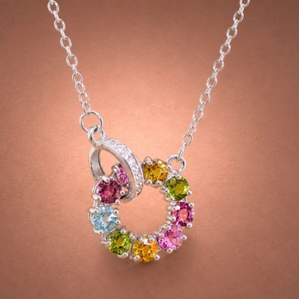 necklacebixicircle2 Tourmaline Color Wreath Necklace|彩碧花環 925純銀彩色碧璽鋯石項鍊