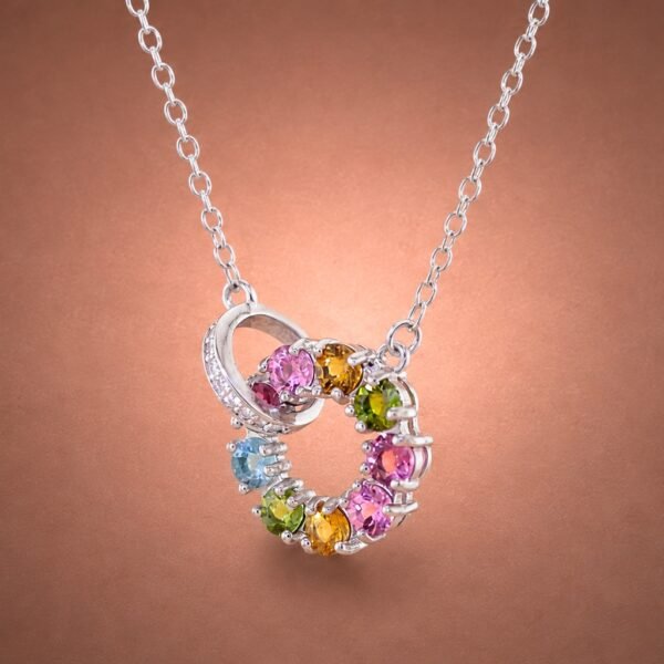 necklacebixicircle3 Tourmaline Color Wreath Necklace|彩碧花環 925純銀彩色碧璽鋯石項鍊