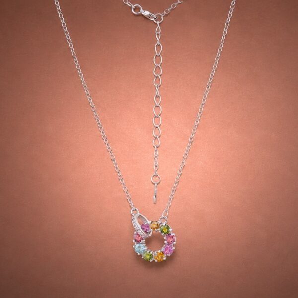 necklacebixicircle4 Tourmaline Color Wreath Necklace|彩碧花環 925純銀彩色碧璽鋯石項鍊