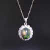 Ethiopian Black Opal Aurora Necklace｜極光之夜 925純銀衣索比亞黑蛋白石鋯石項鍊