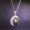 Ethiopian Black Opal Aurora Necklace｜極光之夜 925純銀衣索比亞黑蛋白石鋯石項鍊