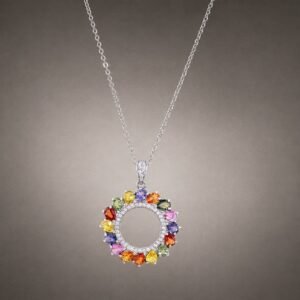 Rainbow Sapphire Wreath Necklace｜彩虹藍寶花環 925純銀彩色藍寶石鋯石項鍊