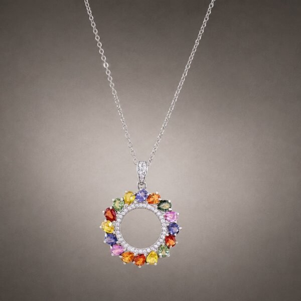 Rainbow Sapphire Wreath Necklace｜彩虹藍寶花環 925純銀彩色藍寶石鋯石項鍊