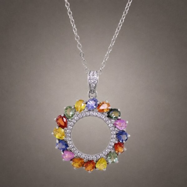 Rainbow Sapphire Wreath Necklace｜彩虹藍寶花環 925純銀彩色藍寶石鋯石項鍊