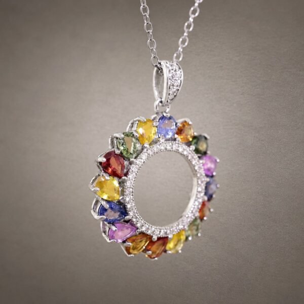 Rainbow Sapphire Wreath Necklace｜彩虹藍寶花環 925純銀彩色藍寶石鋯石項鍊