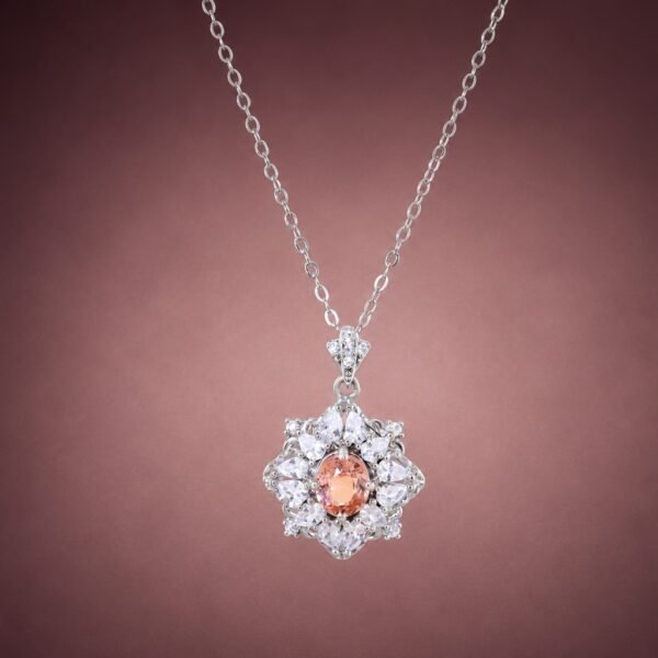 necklacefenjubixi1 Sunset Bloom Tourmaline Necklace|夕霞花語 925純銀粉橘日落色碧璽鋯石項鍊