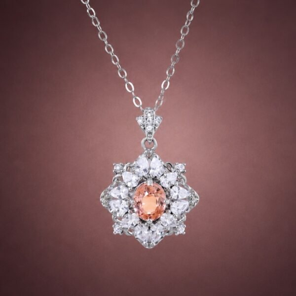 necklacefenjubixi2 Sunset Bloom Tourmaline Necklace|夕霞花語 925純銀粉橘日落色碧璽鋯石項鍊