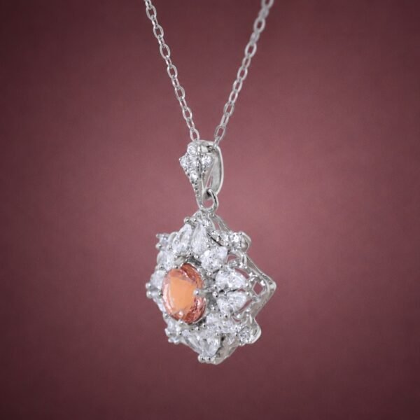necklacefenjubixi4 Sunset Bloom Tourmaline Necklace|夕霞花語 925純銀粉橘日落色碧璽鋯石項鍊